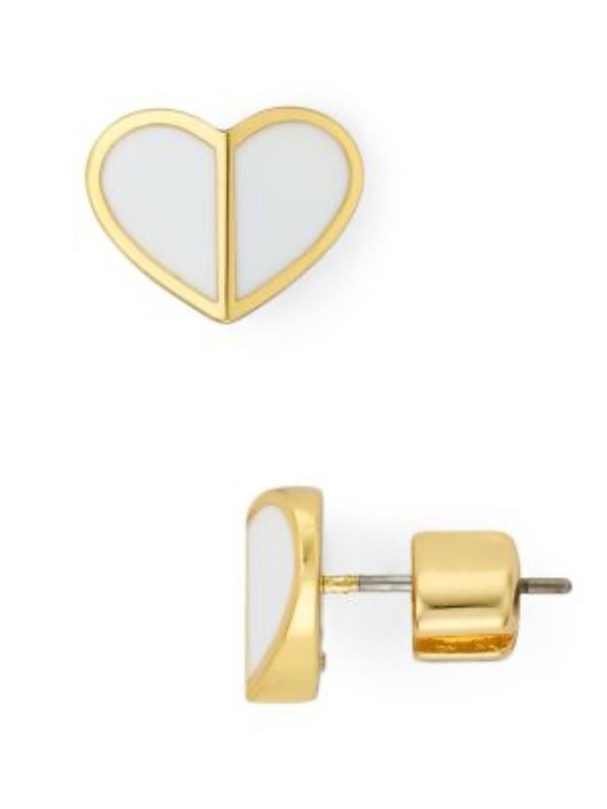 kate spade Jewelry - kate spade Gold-Tone Heart Stud Earrings with White Enamel
